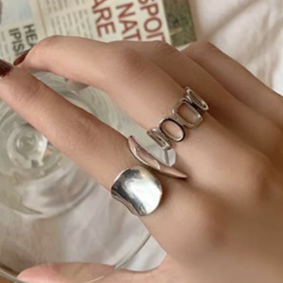 STERLING SILVER MINIMALIST RING SET - Picture 3 of 6